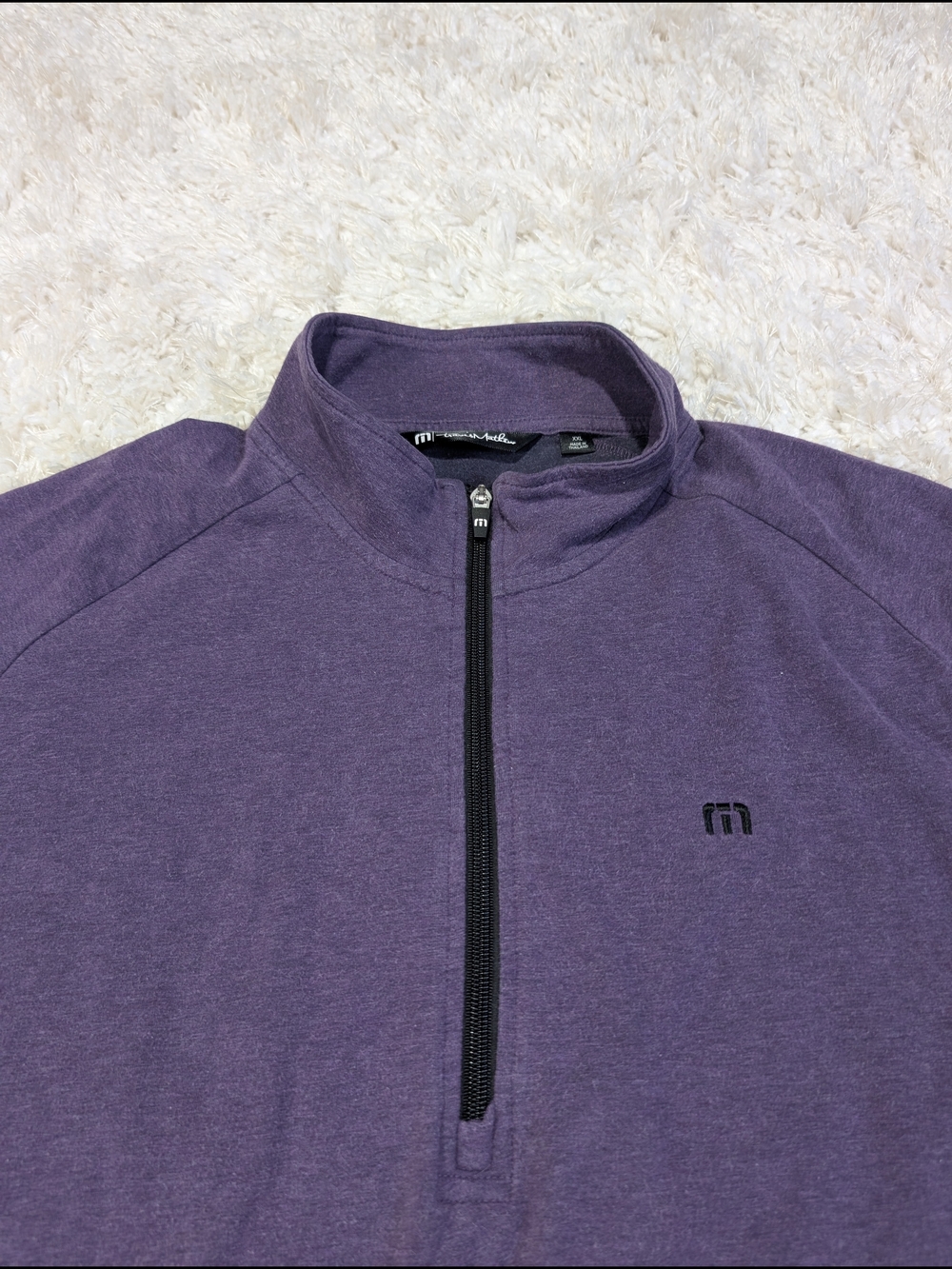 Travis Mathew Purple Half-Zip Pullover with Black Logo
